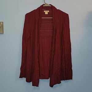 Lucky Brand Deep Red Open-Front Cardigan